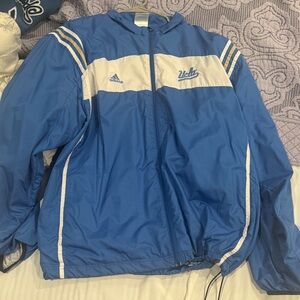Adidas Men's Blue and White Windbreaker